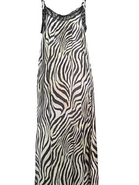 Zebra-Print Maxi Slip Dress - Black & White